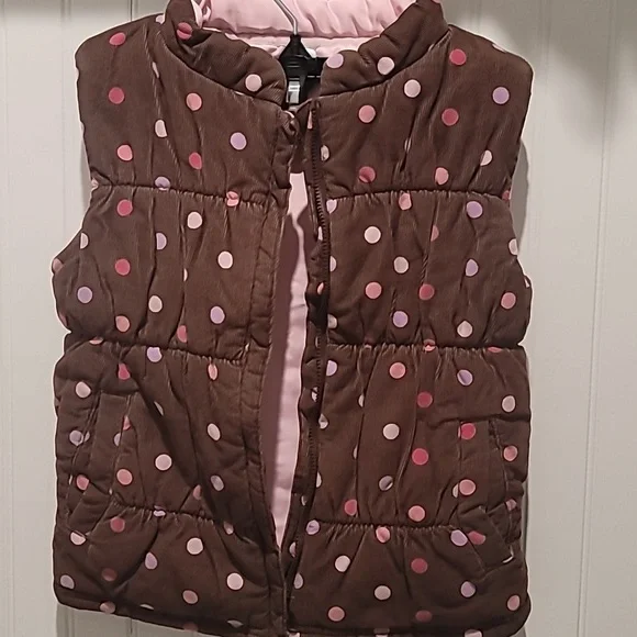 Charming Carter's Children's Puffer Vest - Brown with Playful Polka Dots Size 6X - Picture 7 of 8
